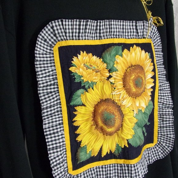 Handcrafted Sunflower Sweatshirt Jerzees (Prewashed) Size L - Picture 2 of 3